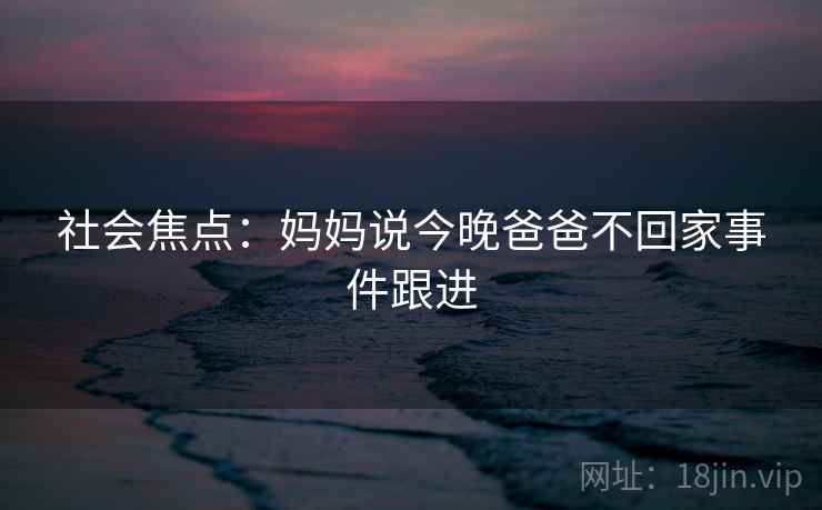 社会焦点：妈妈说今晚爸爸不回家事件跟进
